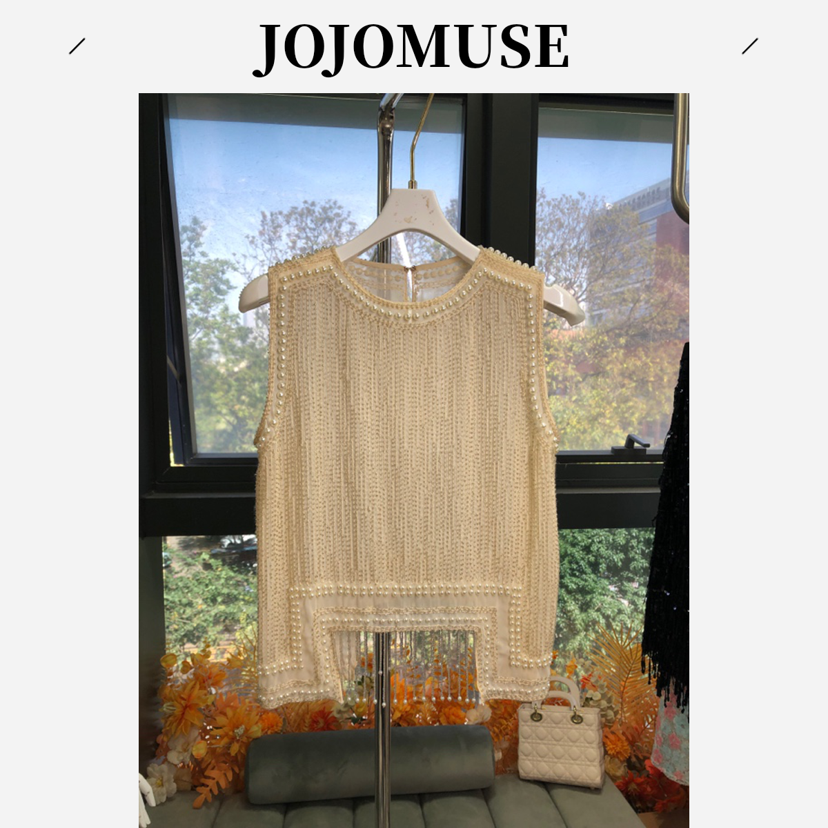 JOJO MUSE【杏花微雨】新款重手工流苏背心，全手工定位钉珠工艺