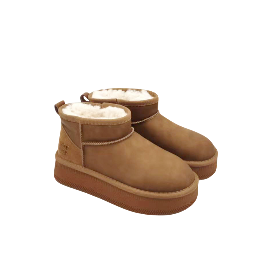 KANGNAI/康奈11258401冬季潮流厚底长毛绒休闲舒适雪地靴女短靴