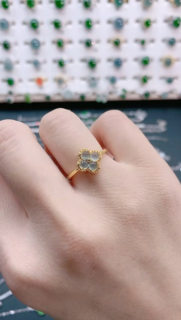 【闪购商品】翡翠戒指银S925镶嵌天然翡翠