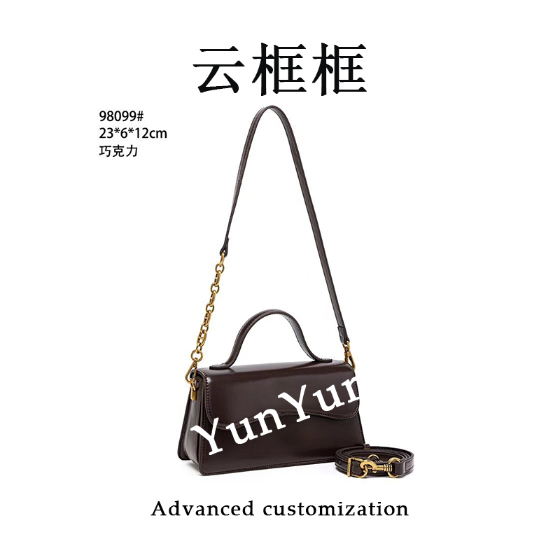 【云云甄选】QYX-98099-巧克力-23*12*6轻奢时尚女士新款单肩斜挎包