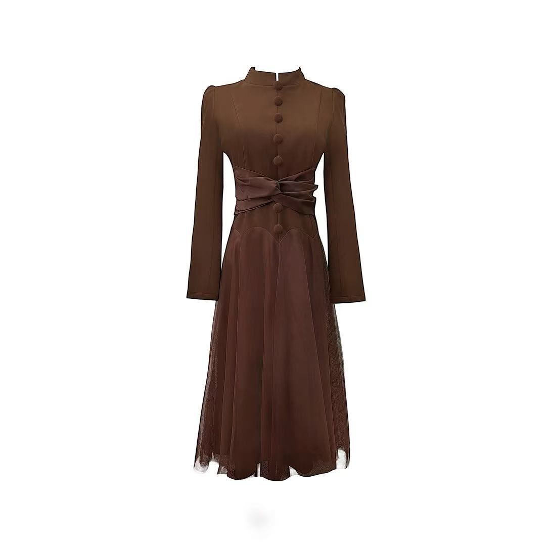 连衣裙显瘦气质轻奢时尚复古收腰设计师优雅9928