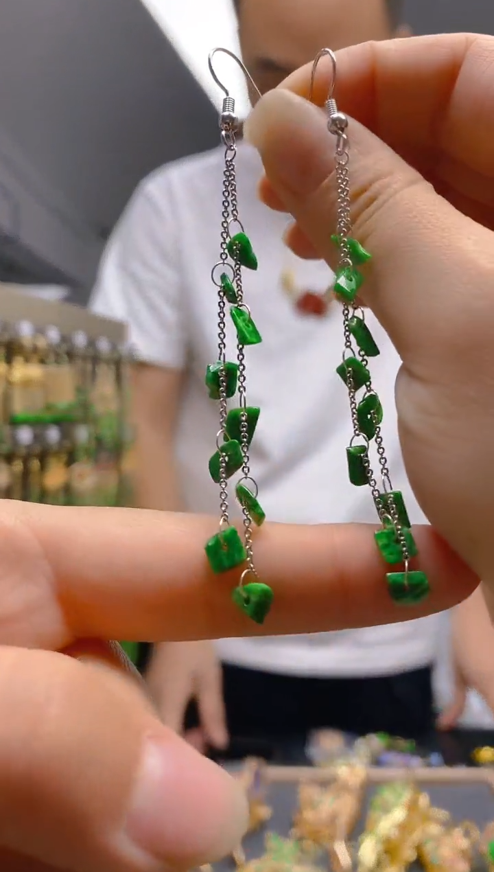 【闪购商品】翡翠耳饰银S925镶嵌077翡翠耳钩