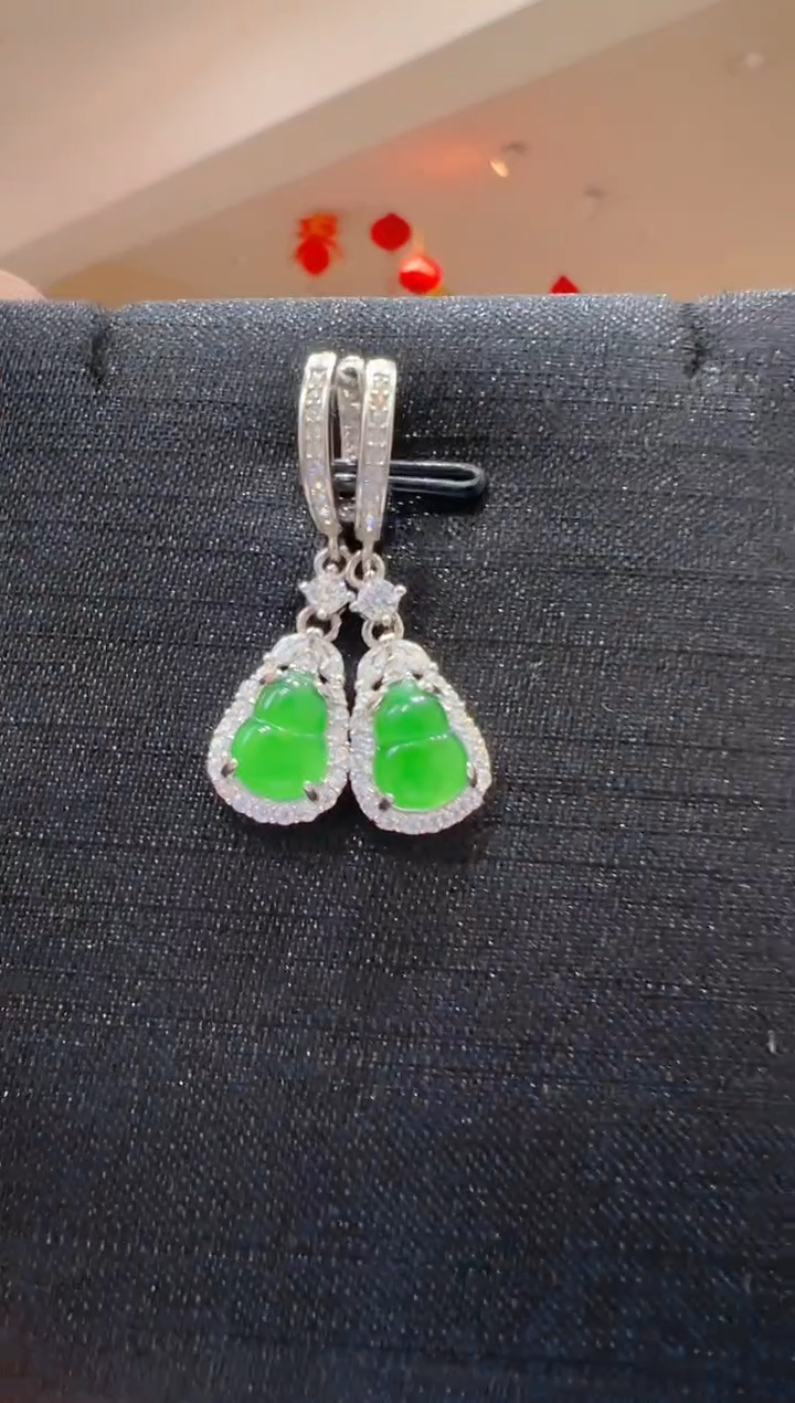 【闪购商品】翡翠耳坠银S925镶嵌        