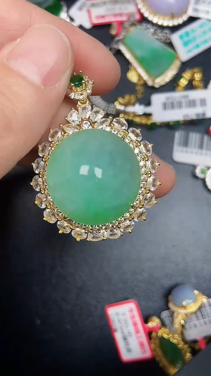 银S925镶嵌戒指翡翠7500