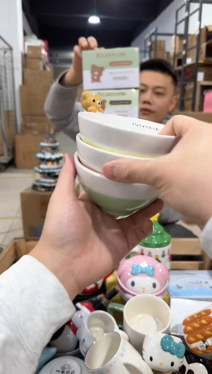 瓷片轻松熊公仔碗3件套 瑕疵不退换