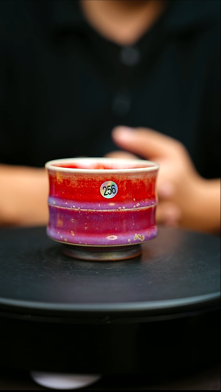 256#原矿钧瓷炉钧釉竹节杯