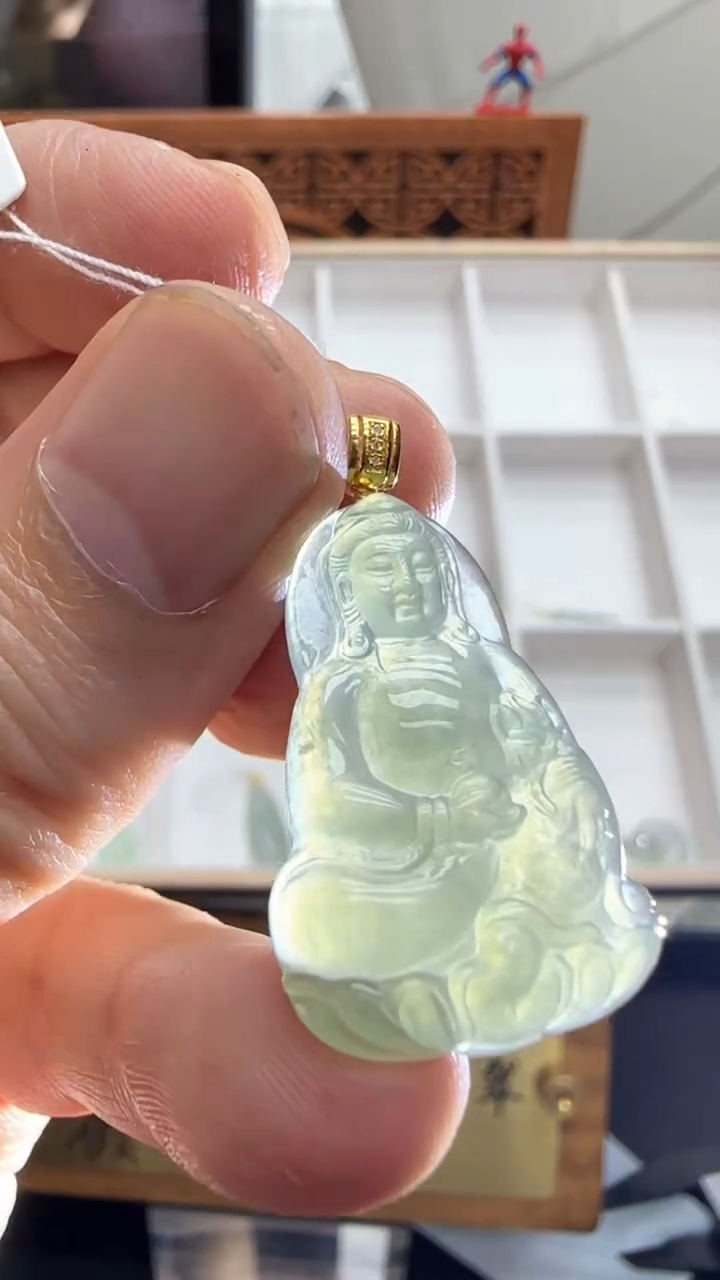 【闪购商品】翡翠挂件18K金镶嵌A货翡翠多样性孤品