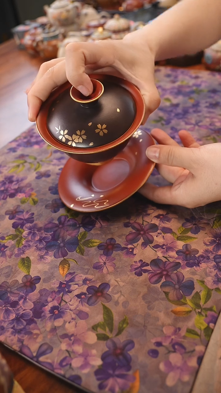 茶壶紫砂朱泥粉浆描金三才盖碗