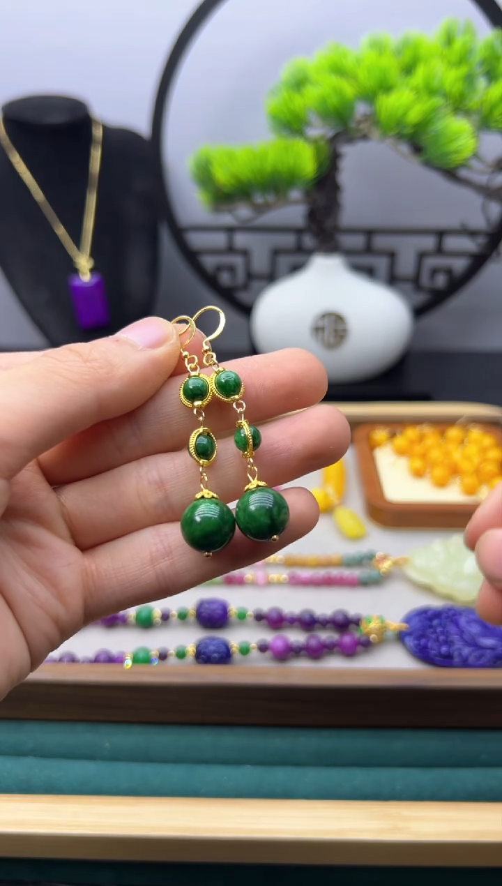 【闪购商品】翡翠耳饰14K金镶嵌E264           