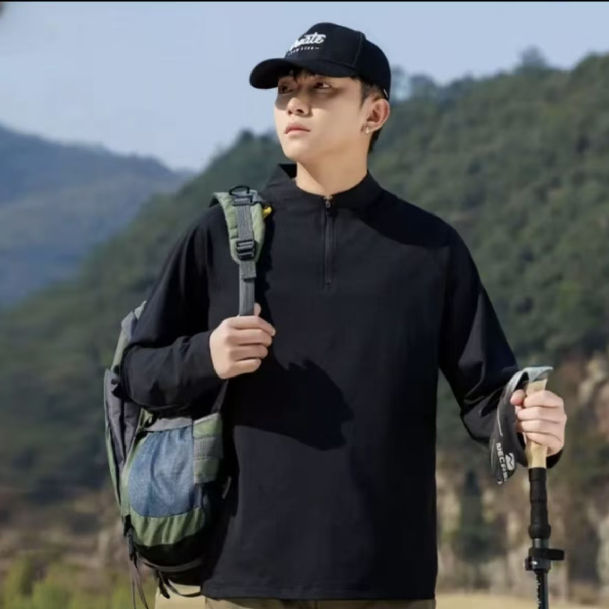 2025新款长袖磨绒半拉链T恤(D)(9)