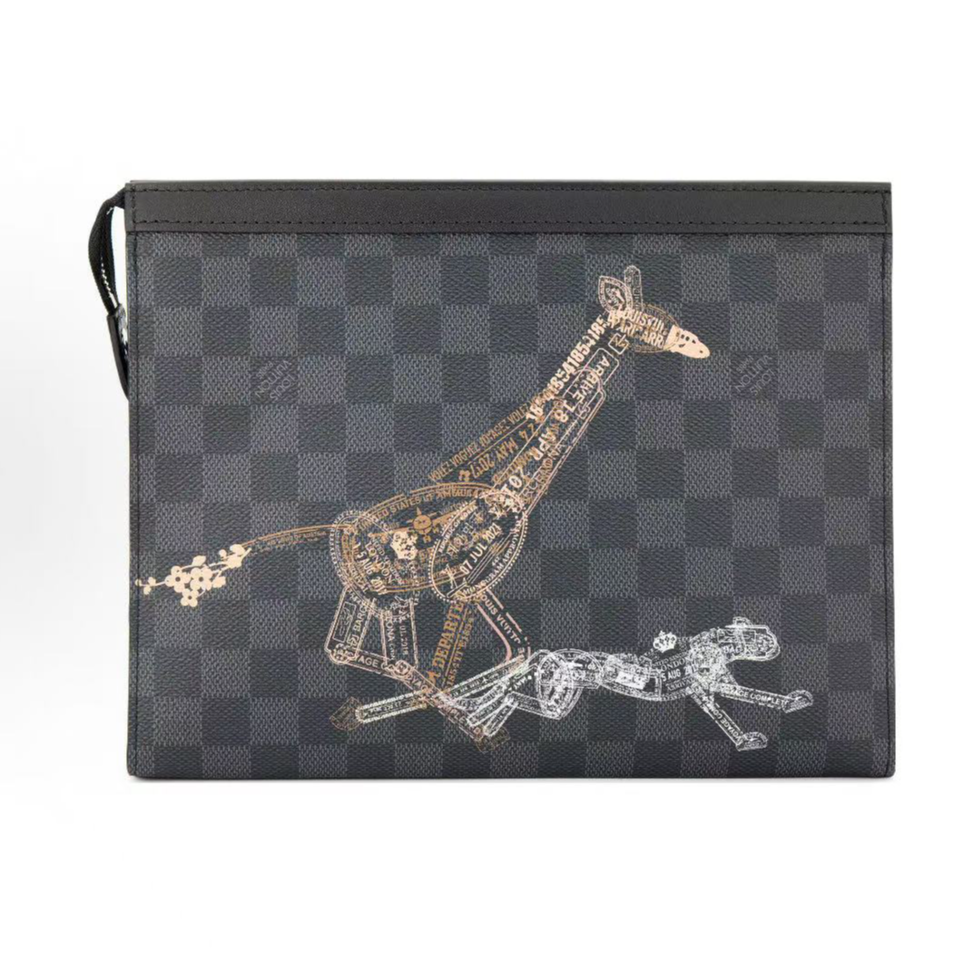 95新 LouisVuitton/路易威登 LV 老虎图案棋盘格洗漱包/W99