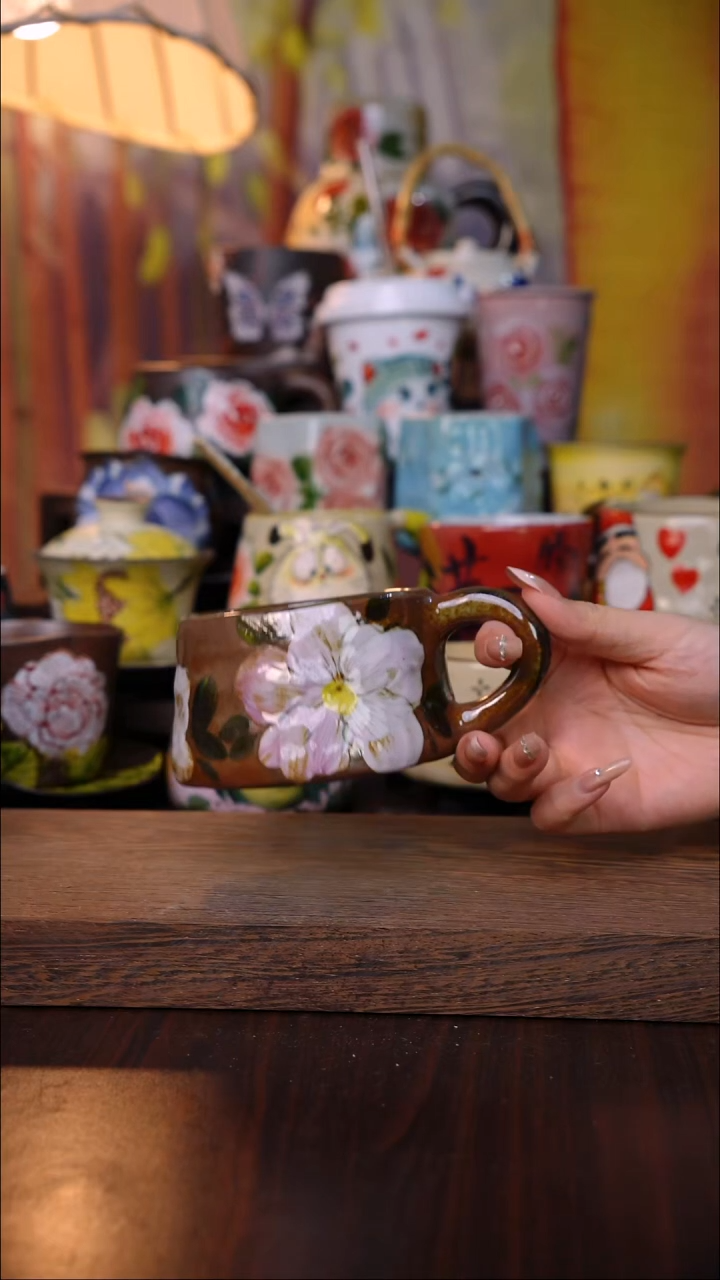 杯子陶泥垚手作 景德镇手工手绘陶瓷器物