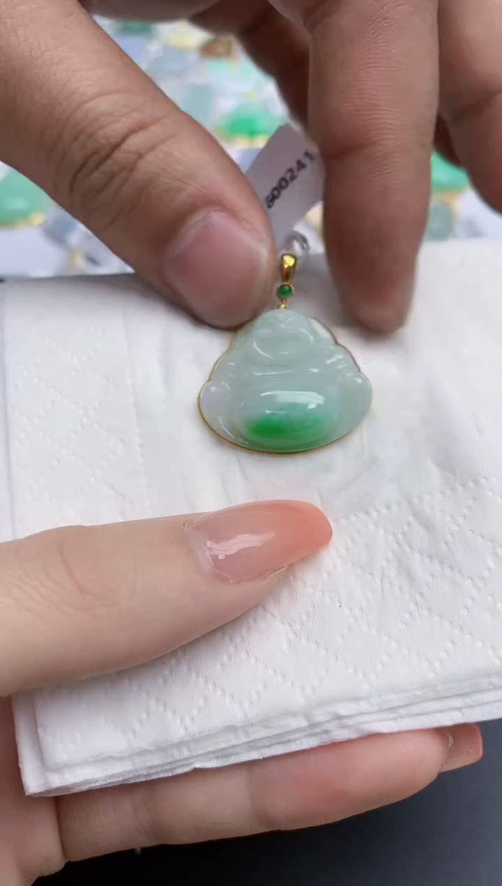 【闪购商品】翡翠颈饰18K金镶嵌天然缅甸翡翠A货