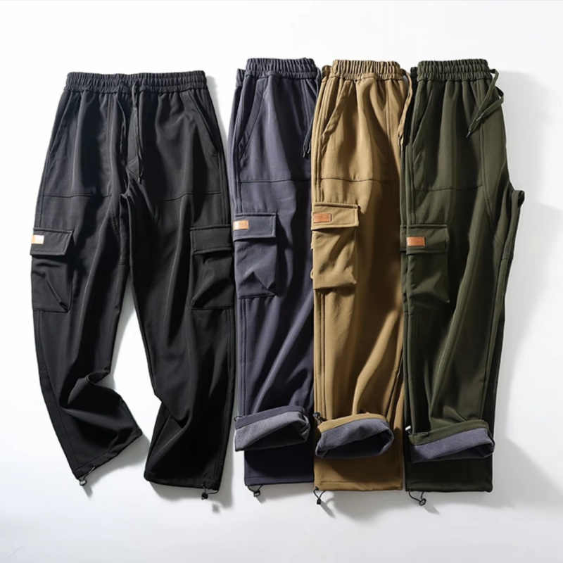 格粒绒软壳登山工装户外巨保暖直筒休闲裤9956