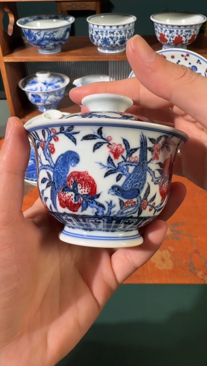 【闪购商品】杯永明尚玩鹦鹉盖碗