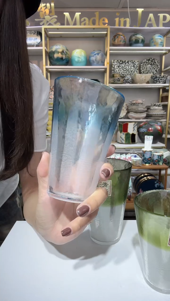 陶瓷400ml阔口杯-杯口淡蓝一只