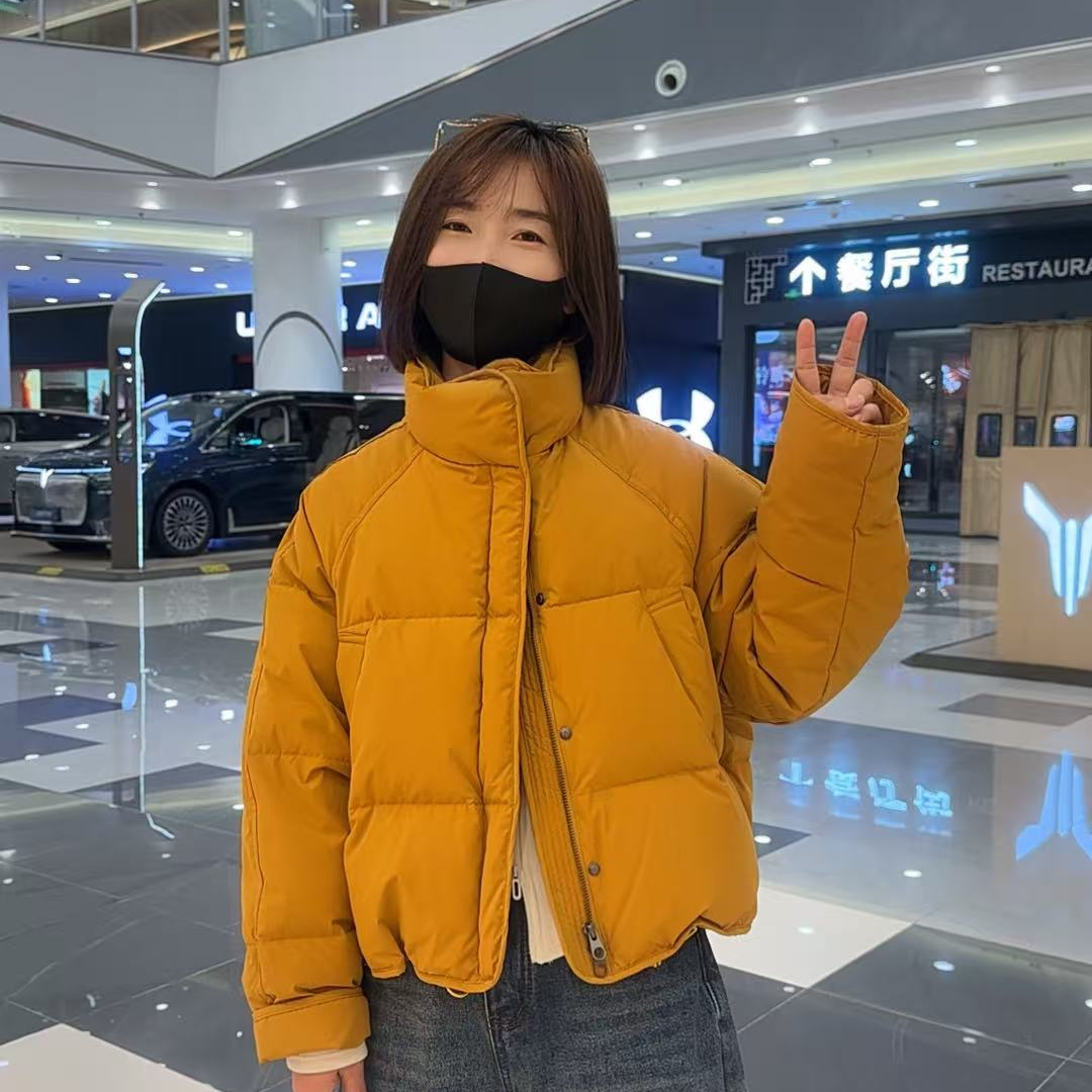 韩版立领短款羽绒服女2025冬季新款小个子加厚保暖面包服外套上衣