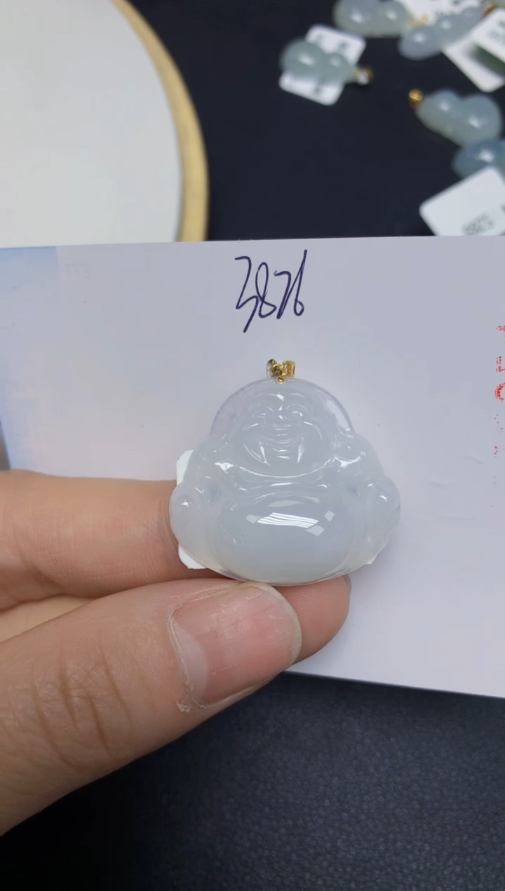 【闪购商品】翡翠挂件18K金镶嵌 天然翡翠A货