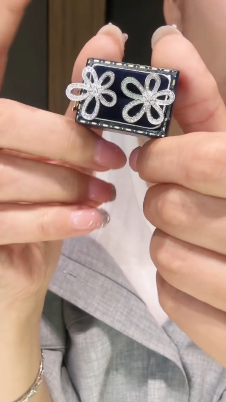 【闪购商品】钻石耳饰18K金镶嵌五花