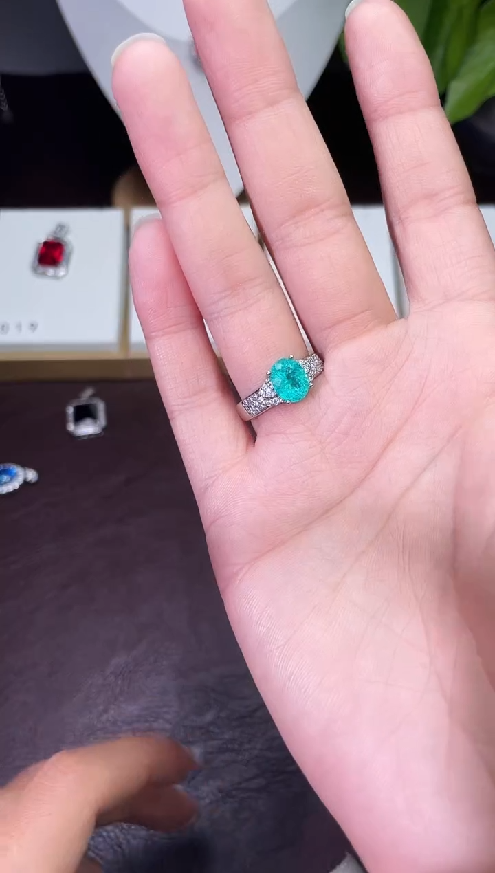 合金合成钻石帕拉伊巴蓝戒指