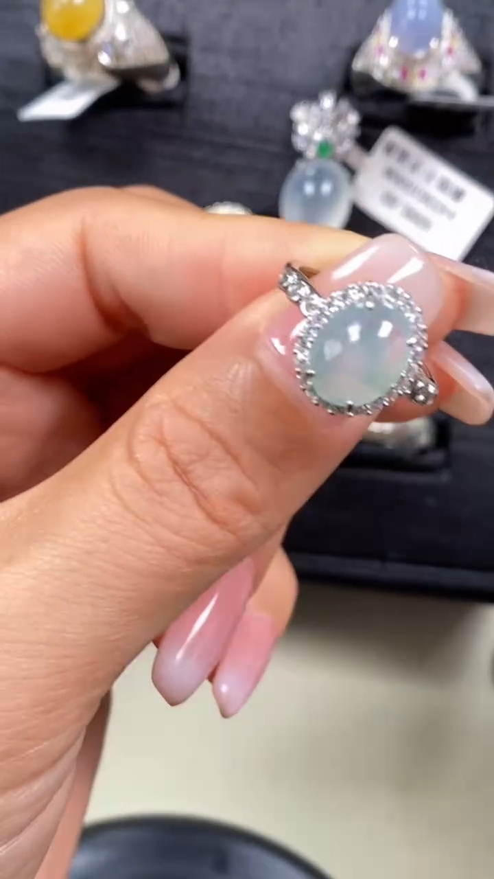 【闪购商品】翡翠戒指银S925镶嵌6884