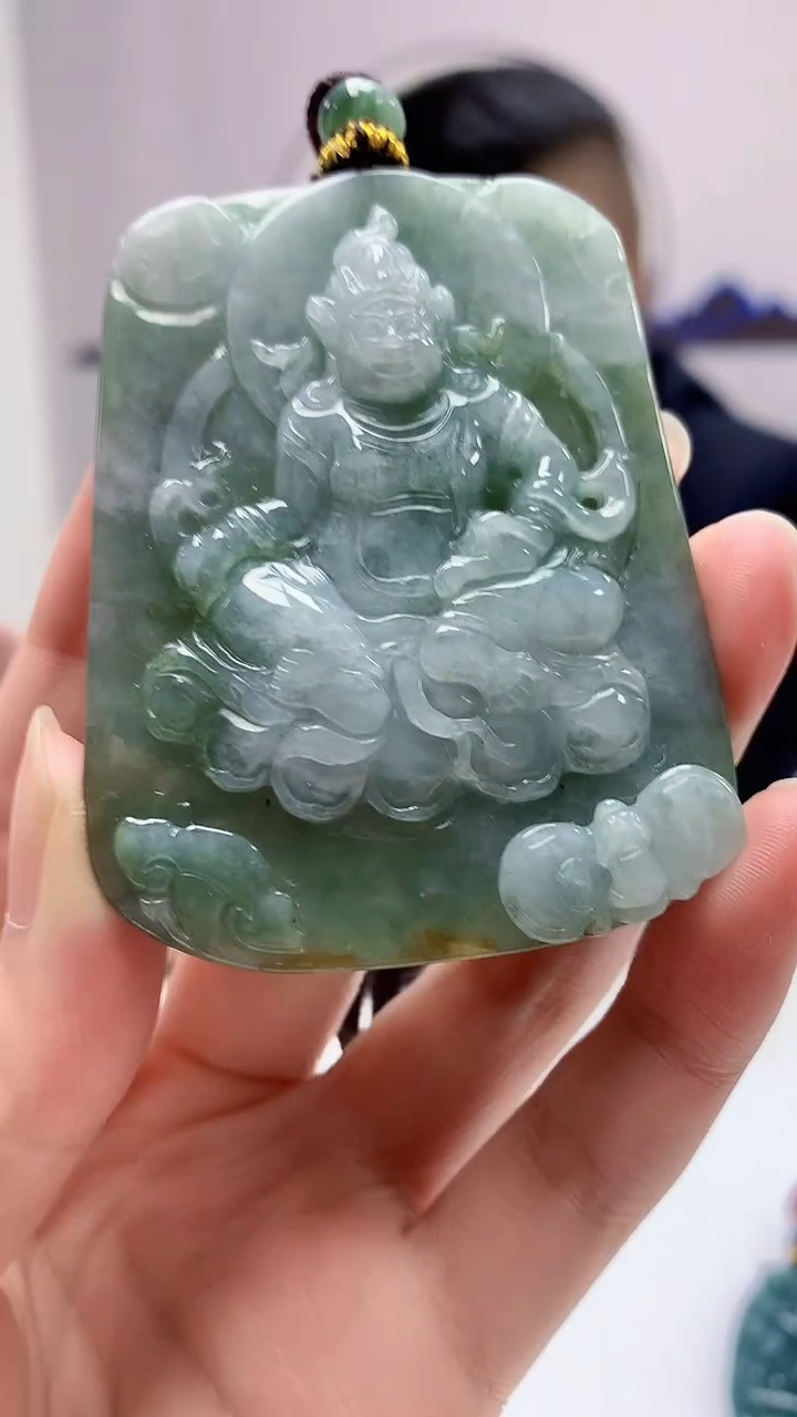 【闪购商品】定制翡翠未镶嵌4969zm-毛货挂件80财神