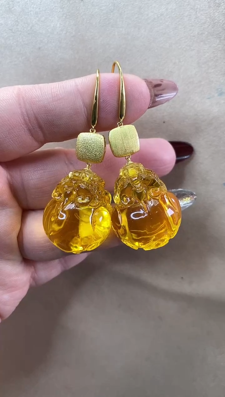 【闪购商品】琥珀耳饰未镶嵌耳环