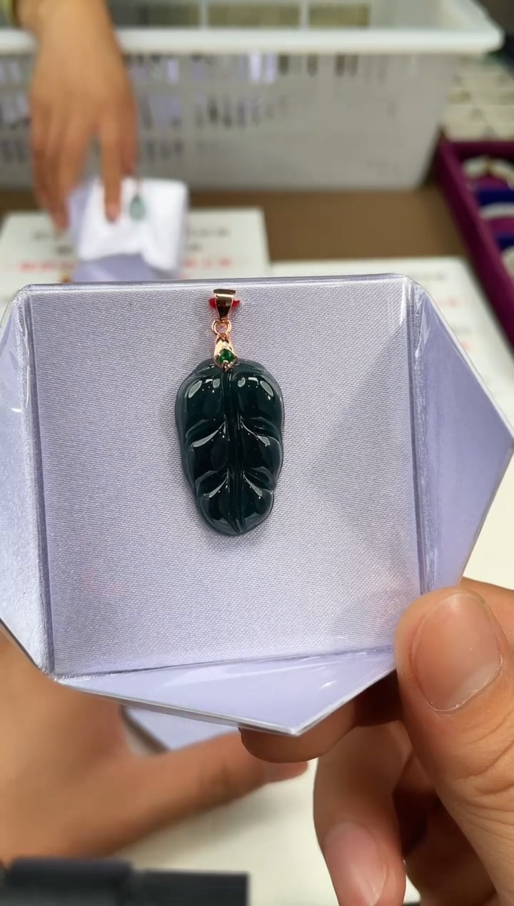 吊坠(不含链)翡翠合金翡翠姐冰底海洋之心金枝玉叶118