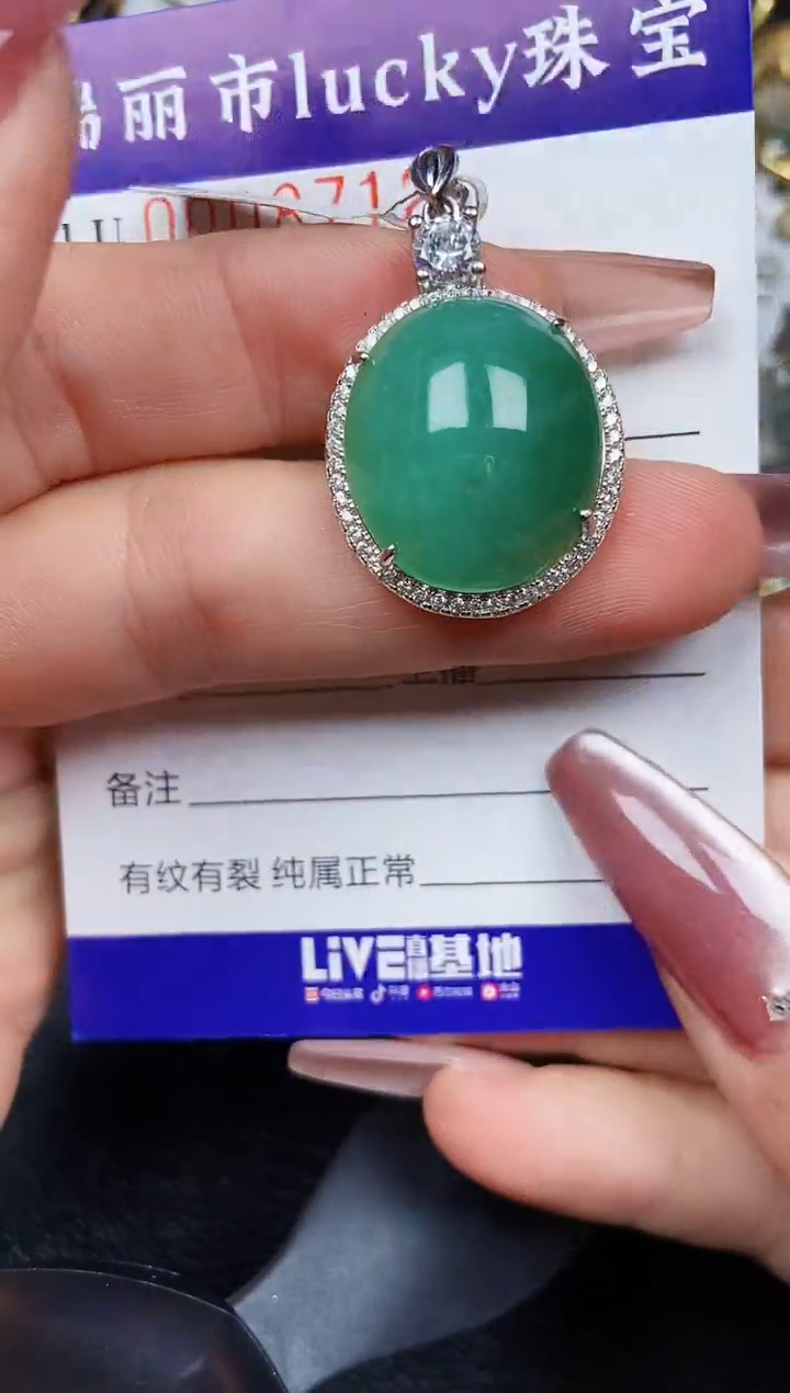 翡翠银S925镶嵌颈饰8712