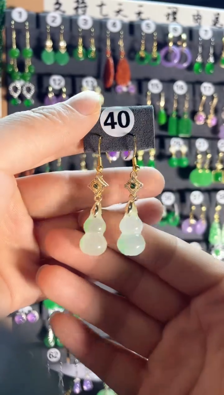 【闪购商品】翡翠耳饰银S925镶嵌老40...