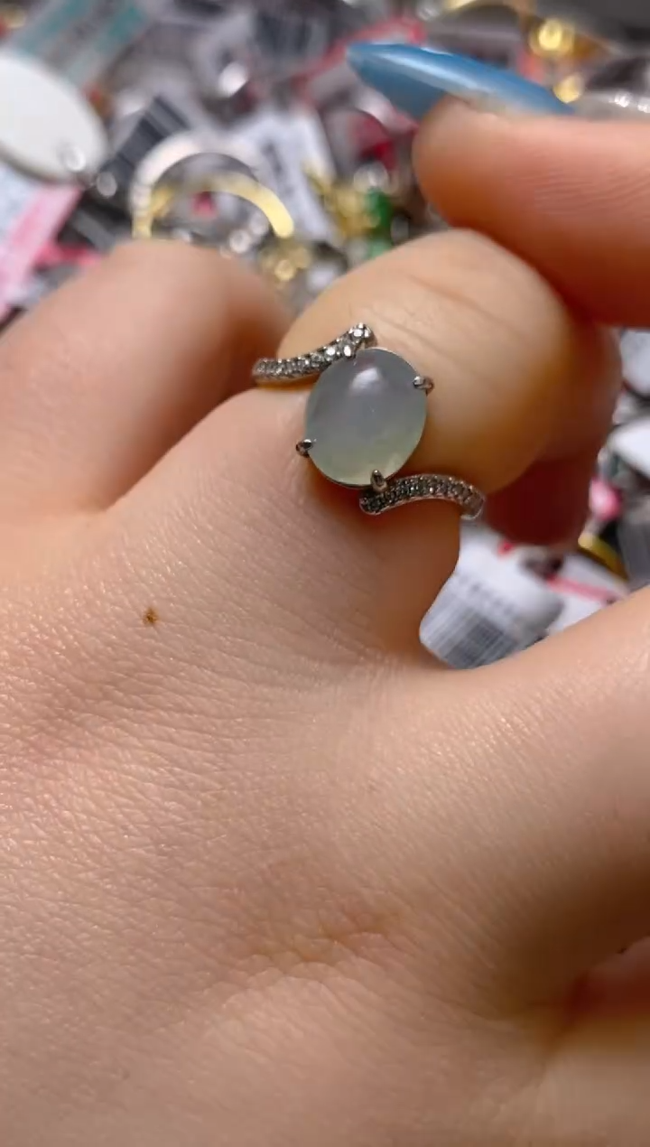 银S925镶嵌戒指翡翠百内无证书