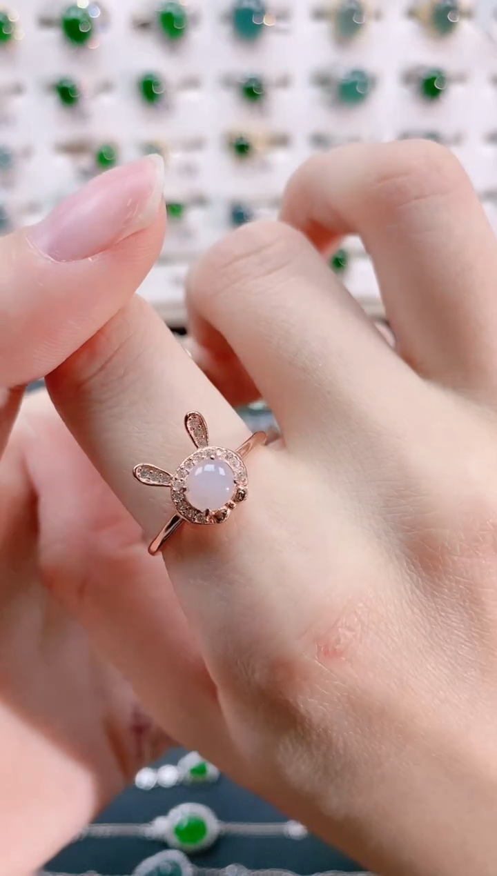 【闪购商品】翡翠戒指银S925镶嵌天然翡翠