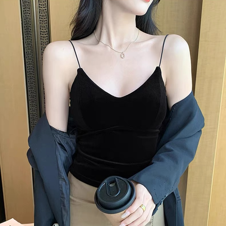 CornerWarm性感风简约百搭背心带胸垫无钢圈无痕吊带秋冬外穿修身