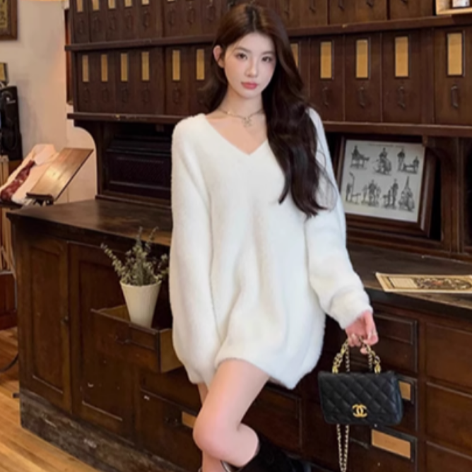 【桐桐专属】慵懒风中长款拼接蕾丝毛毛针织衫衬衫毛衣合集