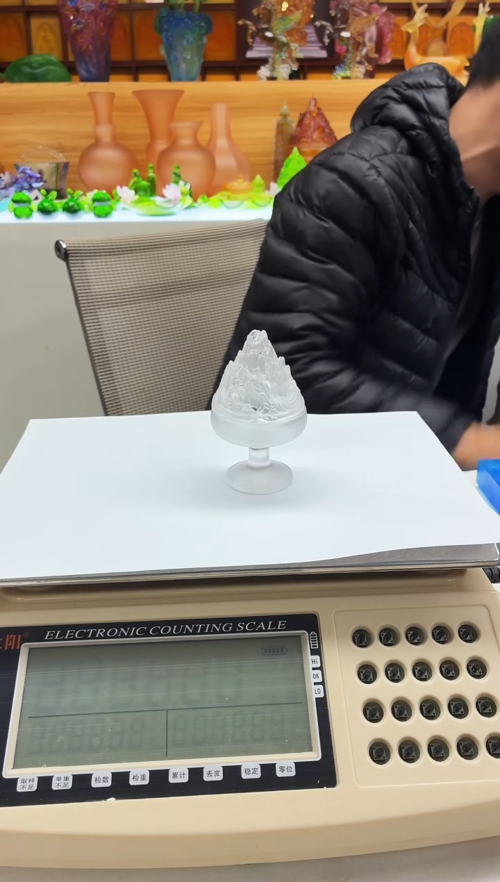 手工艺品琉璃白色博山炉10*6*4公分