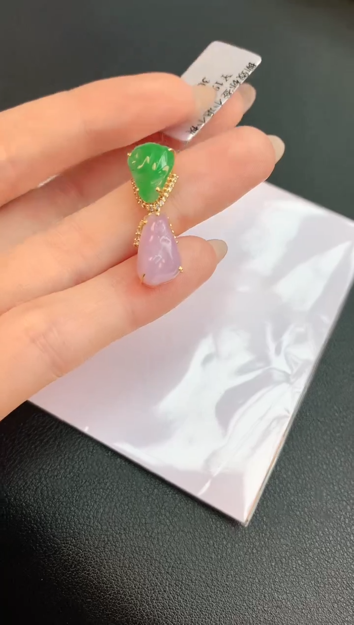 【闪购商品】翡翠颈饰18K金镶嵌赠礼盒证书 珍珍