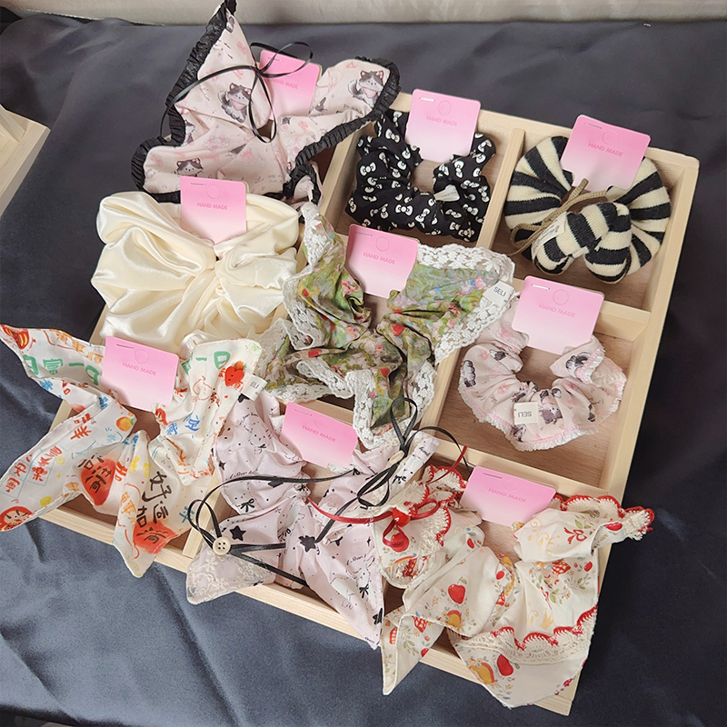 【肠圈方巾各一半】个人单【成品创意手工发绳】现场拆大肠发圈