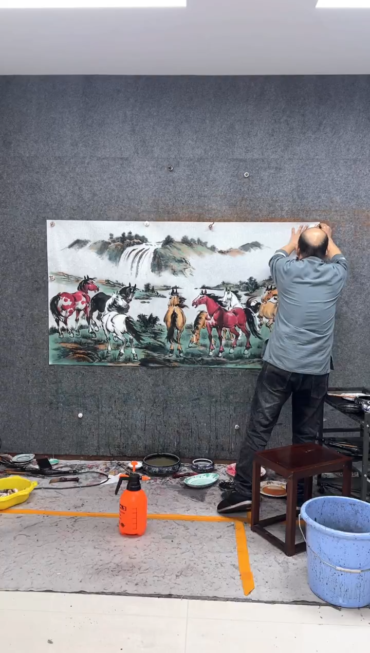 纸本国画定制 同款 盛世八骏 180x95cm