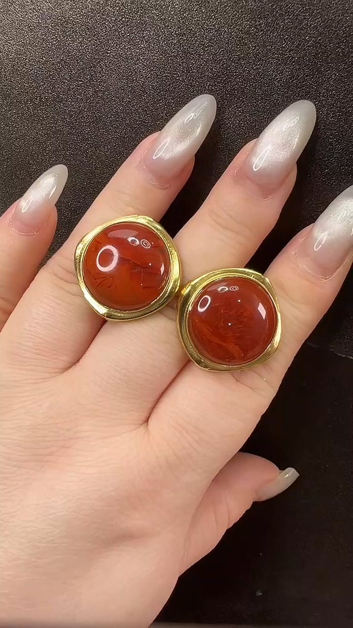 颈饰未镶嵌南红玛瑙耳环