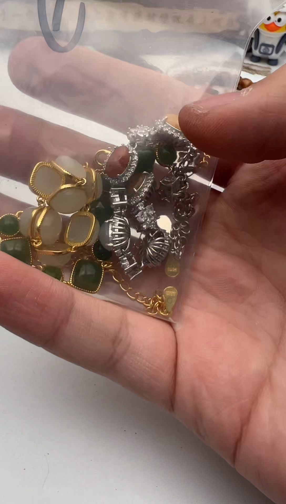 【闪购商品】和田玉（碧玉）手链银S925镀金镶嵌和田玉手链