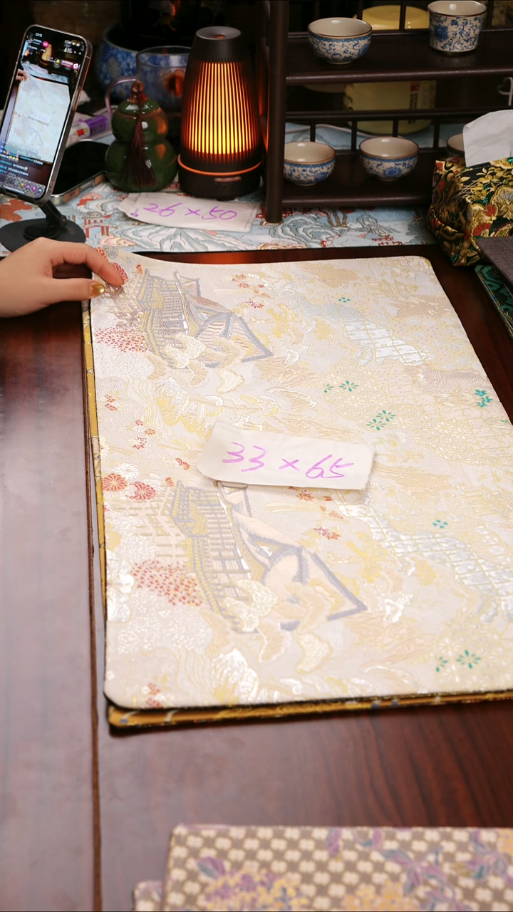 【西阵织亭台楼阁香槟双面】中国风干泡织锦茶席33*65