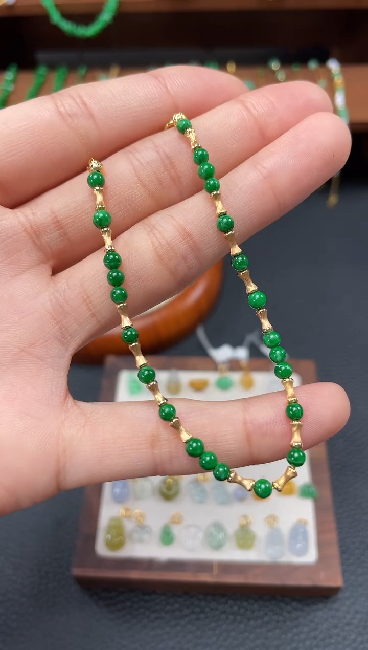 【闪购商品】翡翠套链18K金镶嵌多样性发货一个  JK521