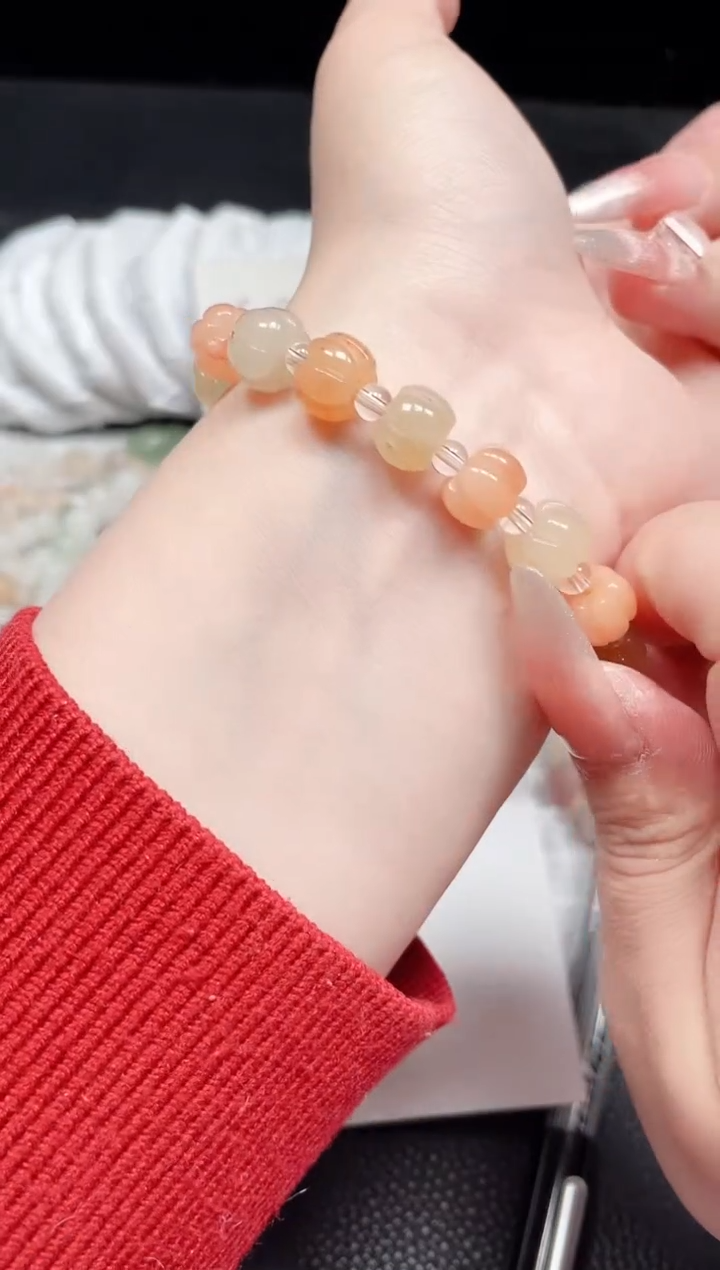 【闪购商品】石英质玉手镯未镶嵌橘粉