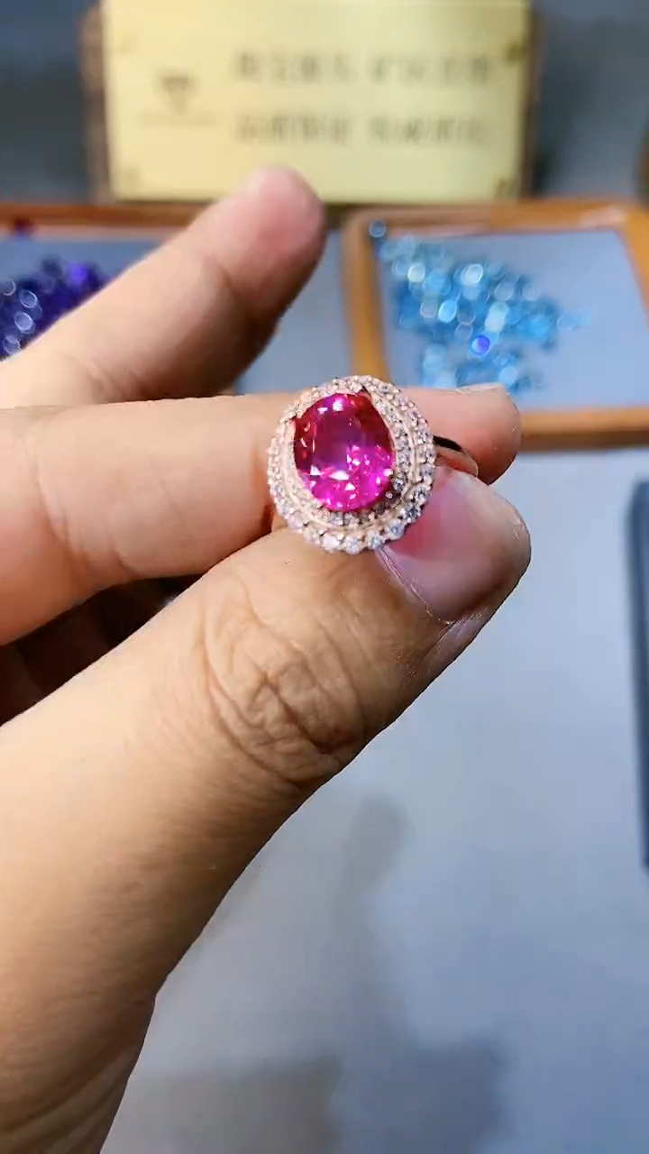 【闪购商品】彩色蓝宝石戒指银S925镶嵌321