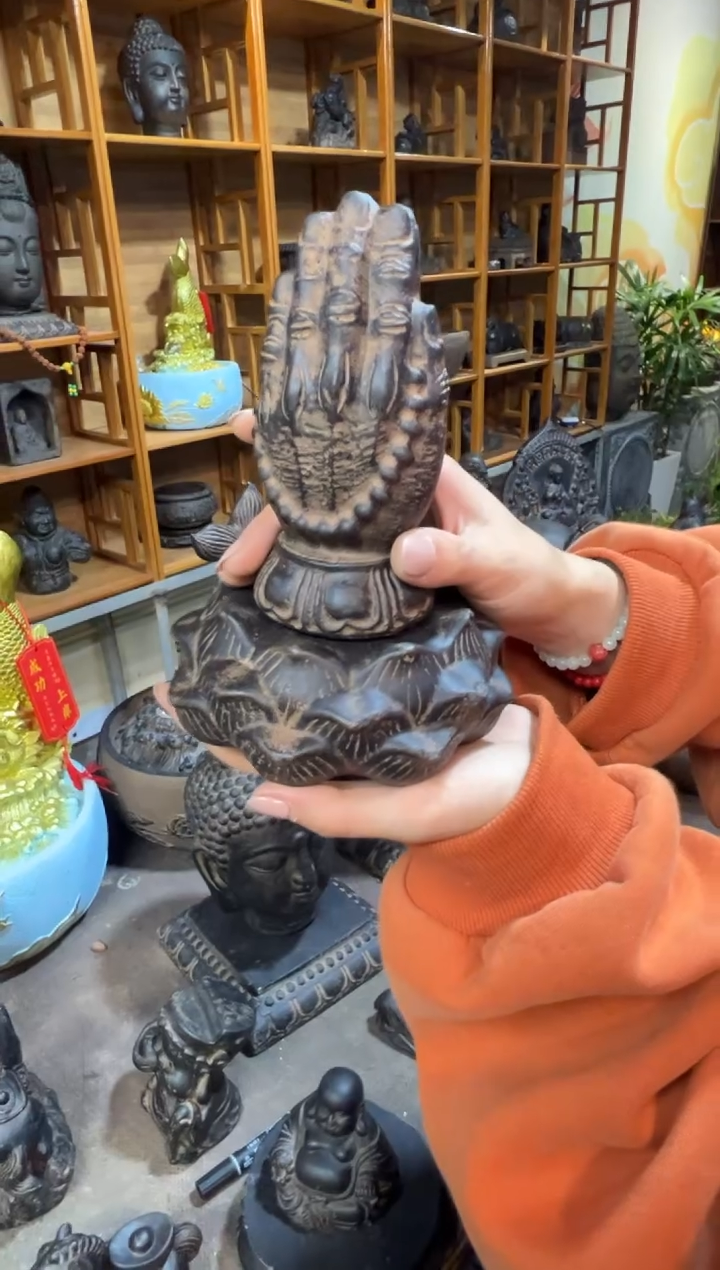 陶土求佛手+莲蓬实心底座