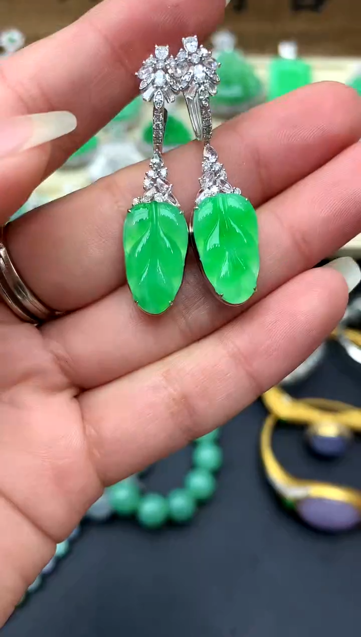 【闪购商品】翡翠耳饰18K金镶嵌565-中国好珍宝