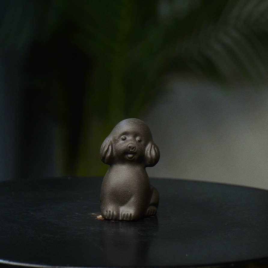 黑 小泰迪狗 宜兴摆件