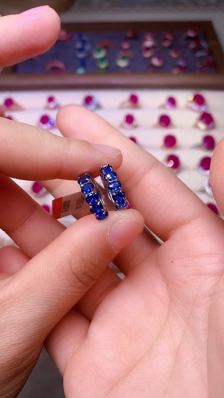 【闪购商品】蓝宝石耳饰银S925镶嵌000