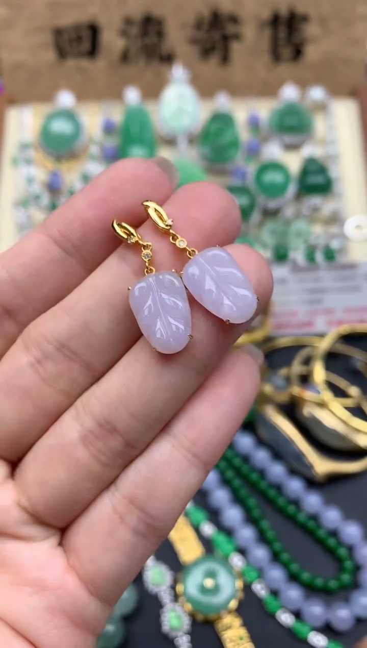 【闪购商品】翡翠耳饰18K金镶嵌355-中国好珍宝