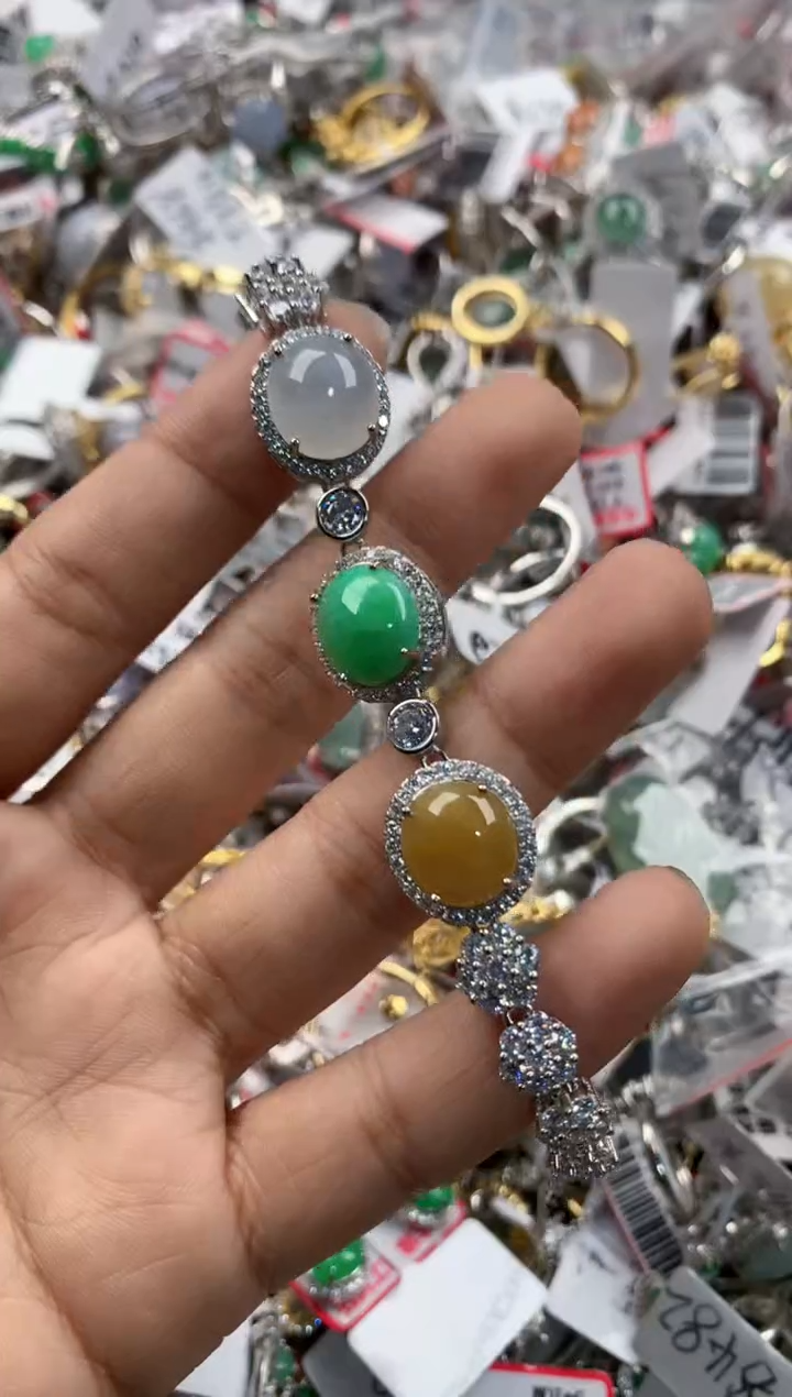 银S925镶嵌戒指翡翠444            6